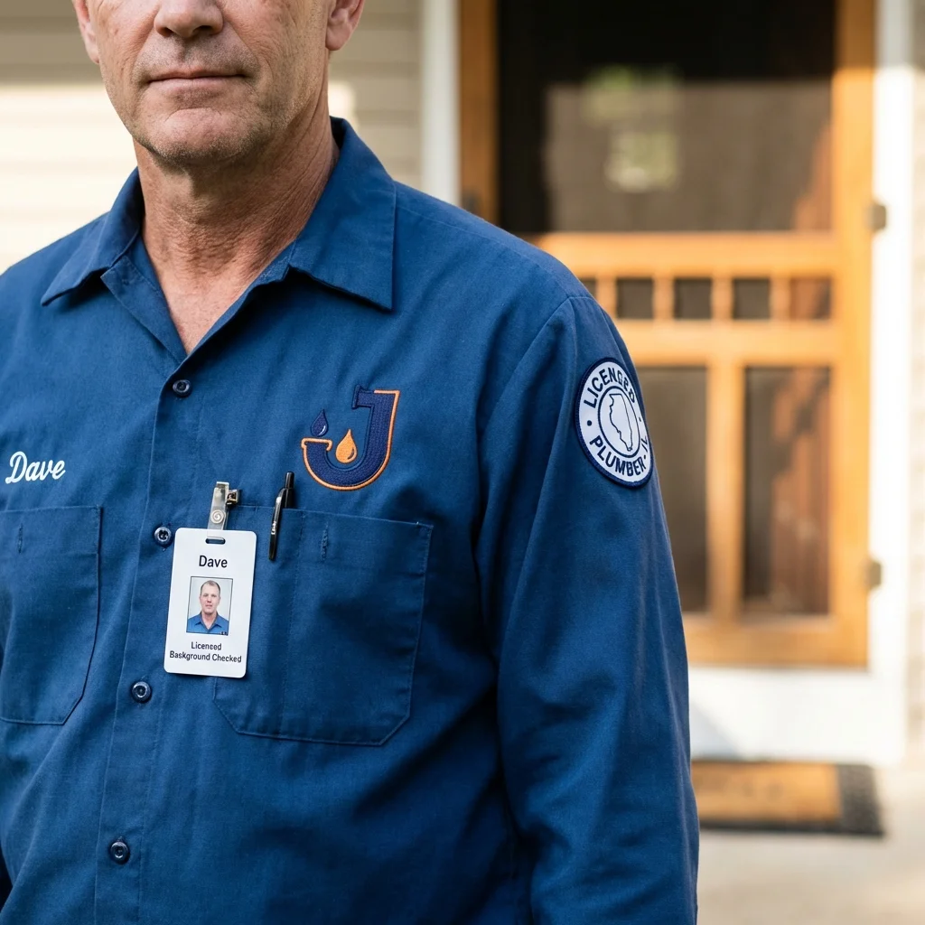 Licensed plumber showing ID badge in Llano, TX