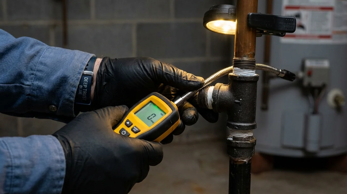 Gas leak detection with electronic sniffer by Johns Plumbing LLC in Llano