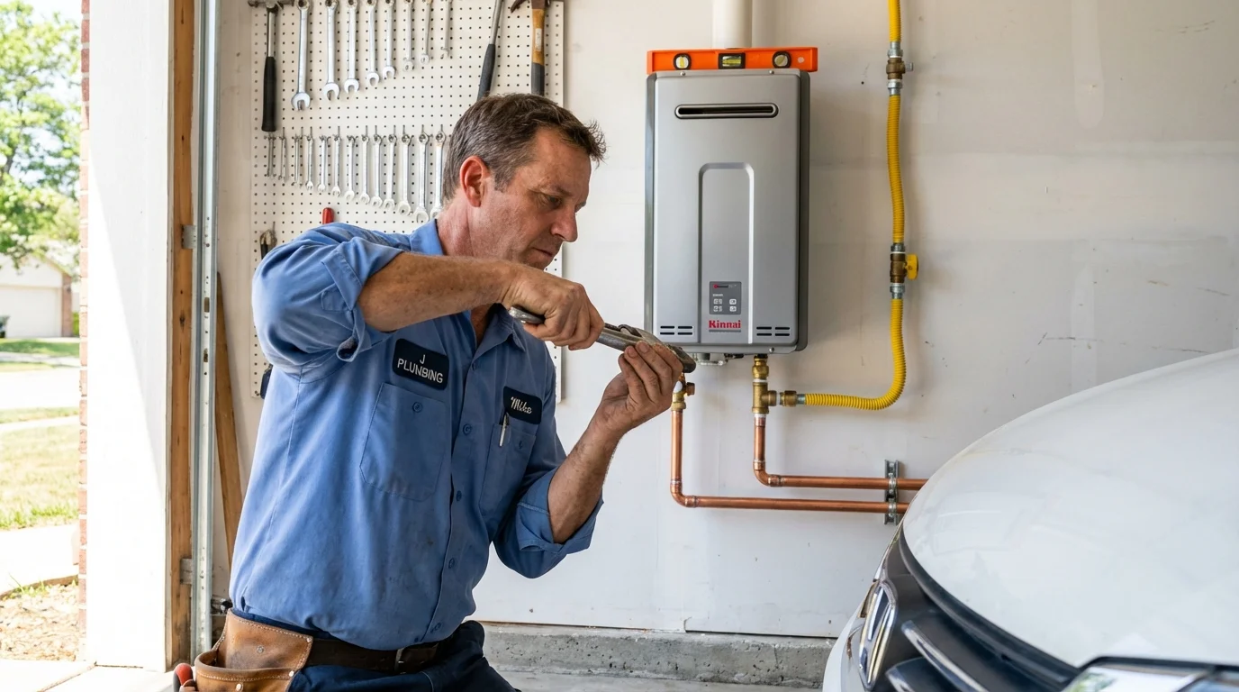 Tankless water heater installation by a Johns Plumbing LLC plumber in Llano